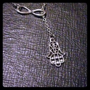 (2for5)Infinity silver hamsa necklace and bracelet